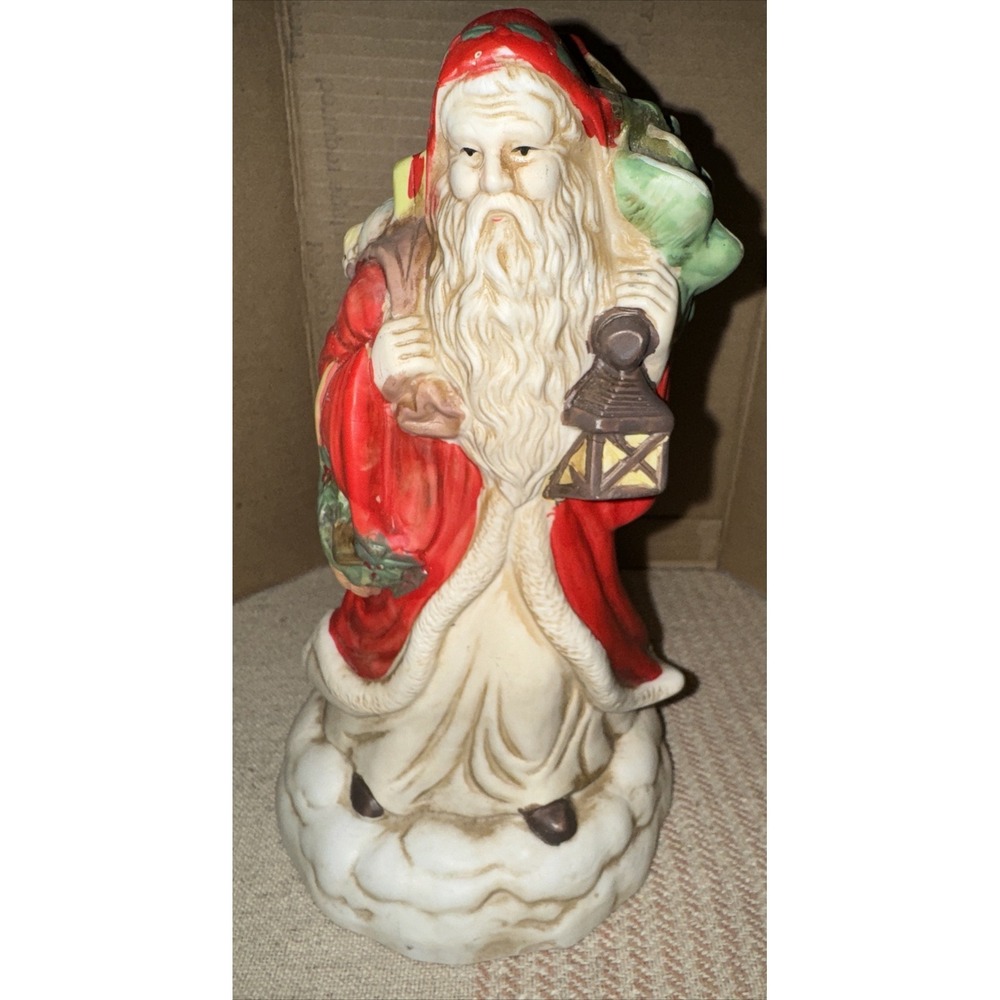 Vintage Porcelain Santa Claus Figurine Music Box "Santa Claus is Coming to Town"